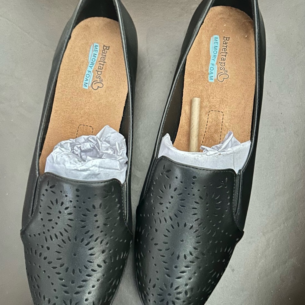 BareTraps Black Perforated Slip-On Loafers